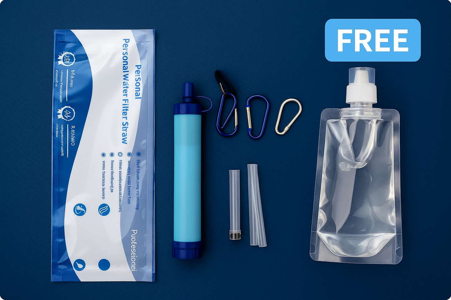 Outdoor Survival Water Filter Straw – Lightweight, Portable, 1,000L Purification for Camping & Hiking