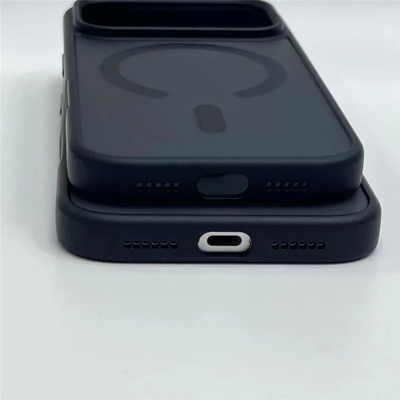 Iphone 17 and 17 pro max with matte black stacked together with bottom view