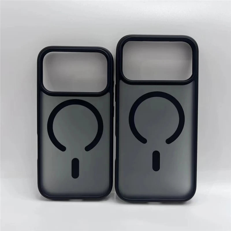 Iphone 17 Pro and Pro max Matte Black cases with magsafe side by side (Another View)
