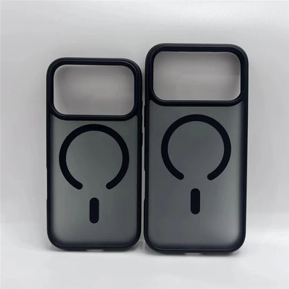 Iphone 17 Pro and Pro max Matte Black cases with magsafe side by side (Another View)