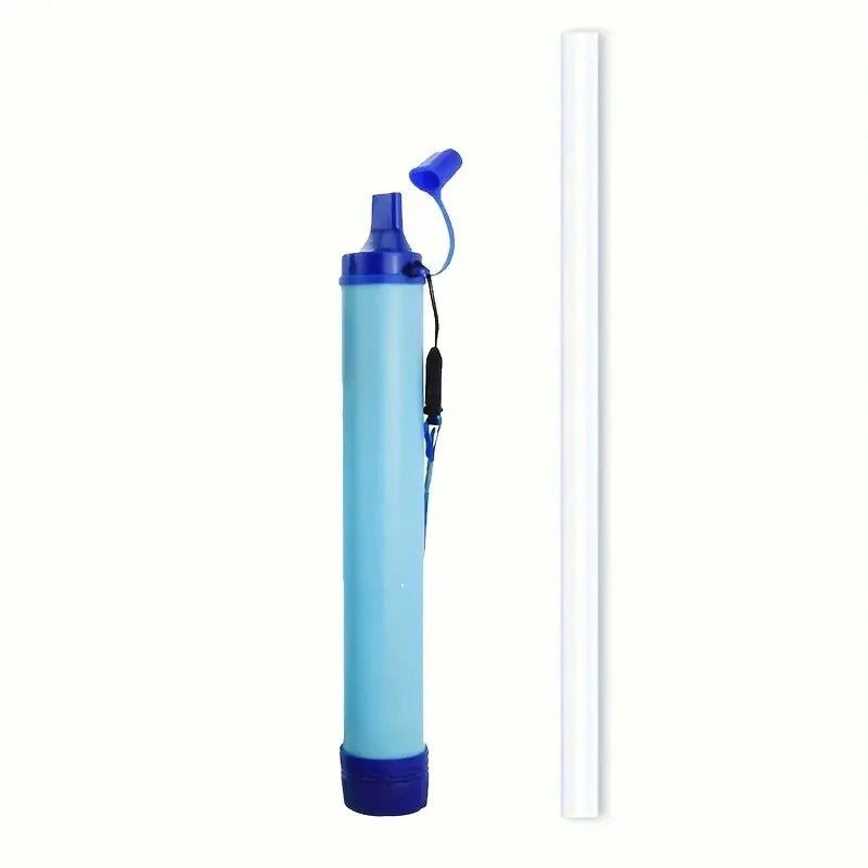 Blue and black inflatable pool noodle on a white background