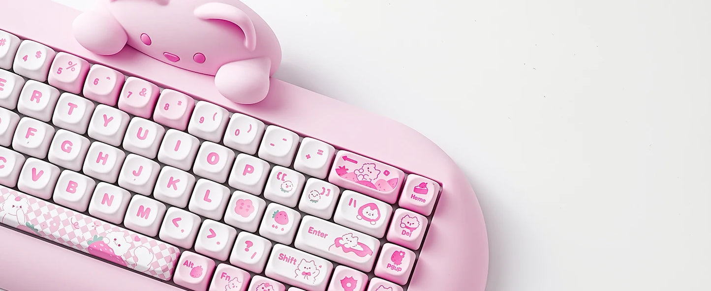 YUNZII C68 Hi-Fi Wireless Gaming Keyboard – 65% Custom RGB Mechanical Keyboard, Hot-Swappable, Ergonomic, Cute Cat Design