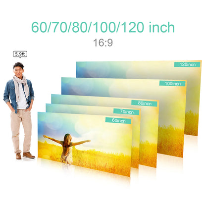 Frameless HD Projector Screen – Foldable 16:9 Grey Screen (60"–120") for Home Theater and Office Presentations