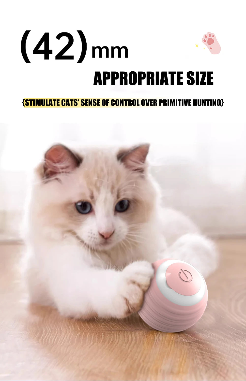 Smart Cat Interactive Toy Ball – Automatic Rolling, Obstacle Avoidance, USB Rechargeable, for Indoor Cats