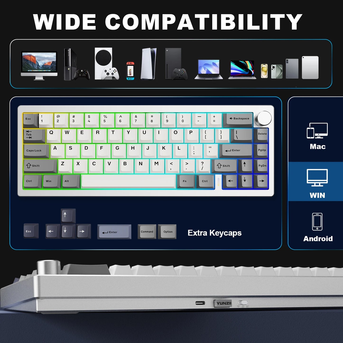 YUNZII AL68 Wireless Mechanical Keyboard | QMK/VIA, Hot-Swap, Gasket, Aluminum Build