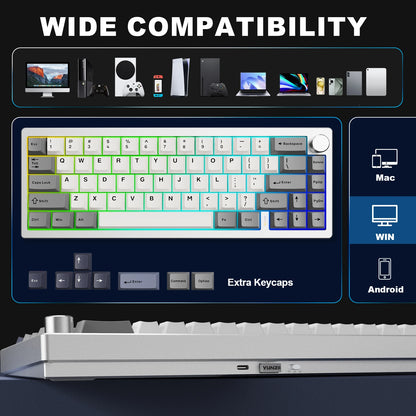 YUNZII AL68 Wireless Mechanical Keyboard | QMK/VIA, Hot-Swap, Gasket, Aluminum Build