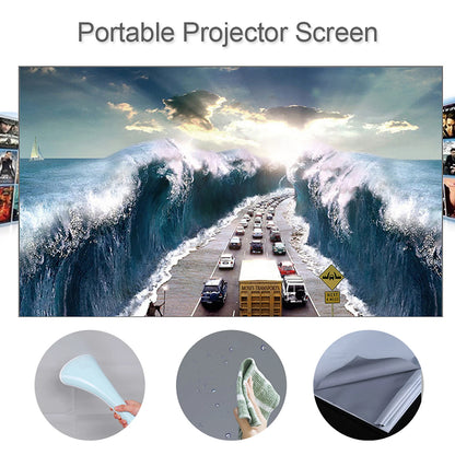 Frameless HD Projector Screen – Foldable 16:9 Grey Screen (60"–120") for Home Theater and Office Presentations