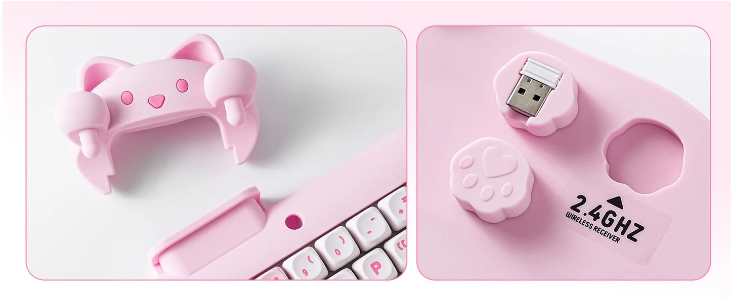 YUNZII C68 Hi-Fi Wireless Gaming Keyboard – 65% Custom RGB Mechanical Keyboard, Hot-Swappable, Ergonomic, Cute Cat Design