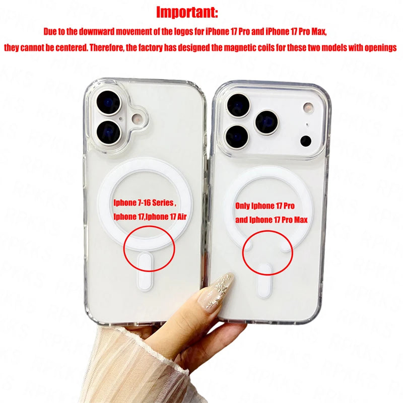 Clear Shockproof MagSafe iPhone 17 Case with Acrylic Back & Bumper Protection – Wireless Charging Ready