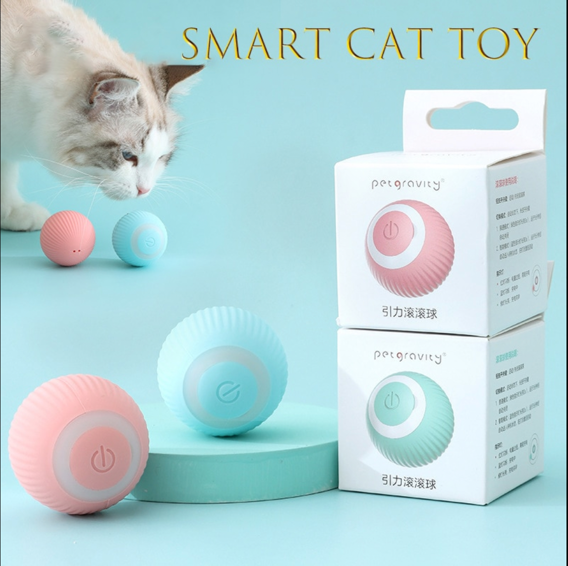 Smart Cat Interactive Toy Ball – Automatic Rolling, Obstacle Avoidance, USB Rechargeable, for Indoor Cats