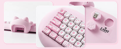 YUNZII C68 Hi-Fi Wireless Gaming Keyboard – 65% Custom RGB Mechanical Keyboard, Hot-Swappable, Ergonomic, Cute Cat Design